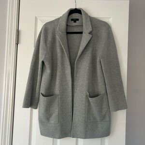 J. Crew Sophia Light Gray Open-Front Sweater Blazer